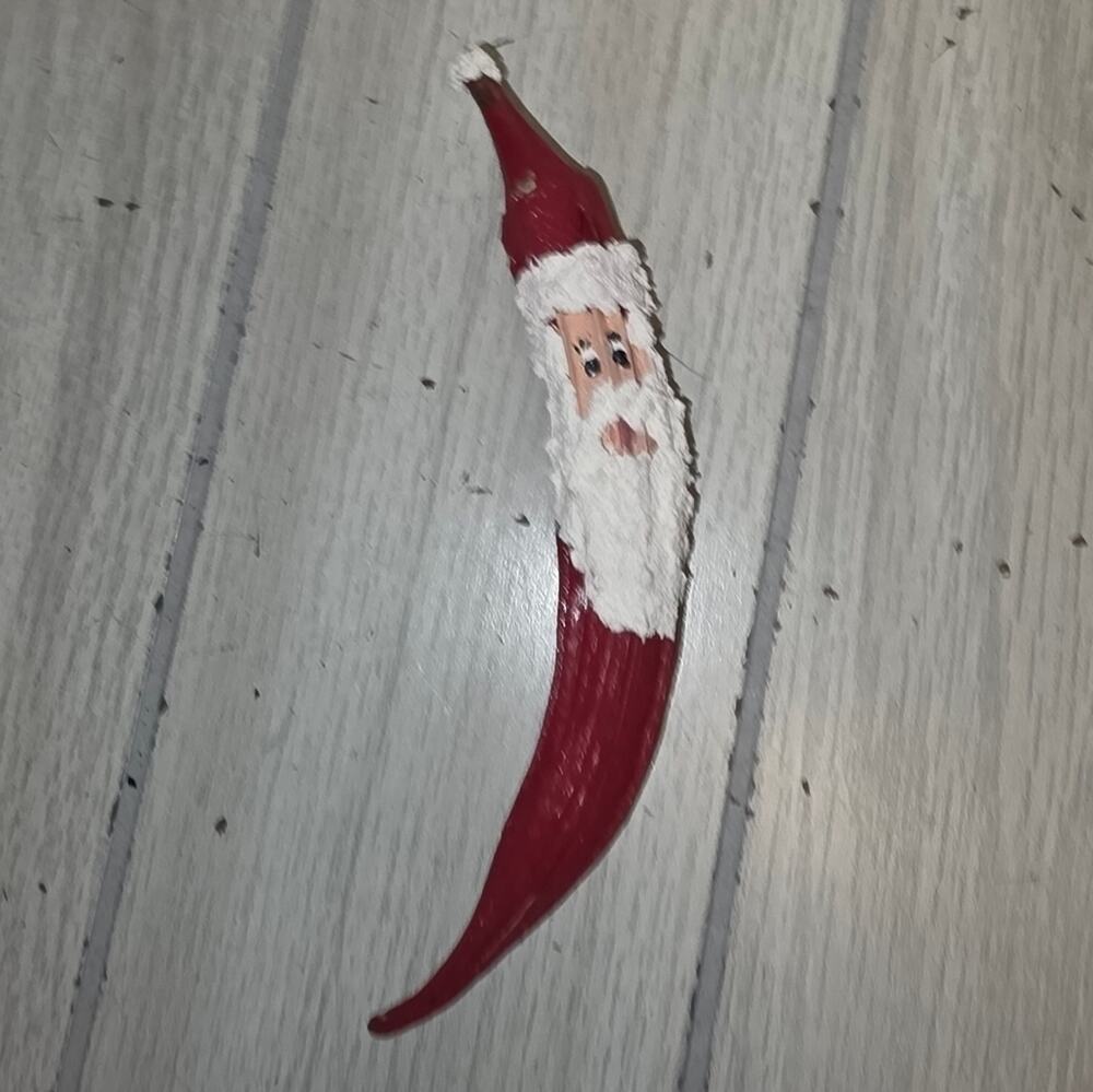 Vtg Hand Painted Santa Red Hot Chili Pepper Christmas Decoration Holiday Decor